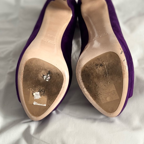 Miu Miu SZ 40 purple suede peep toe 5 in heel - Picture 3 of 16